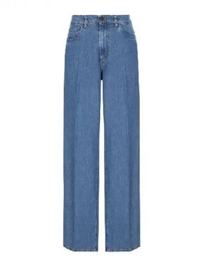 Back logo embroidered wide denim pants - MIU MIU - BALAAN 1