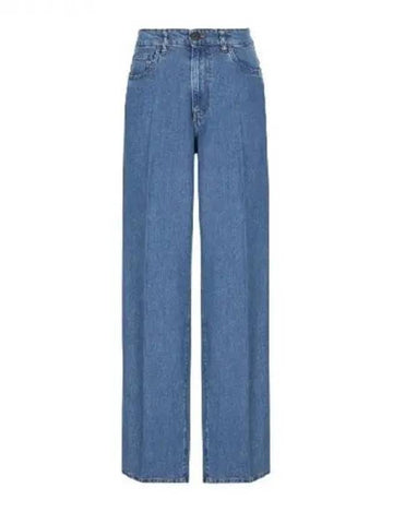 Back logo embroidered wide denim pants - MIU MIU - BALAAN 1