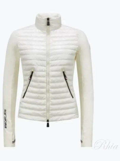 Women's Grenoble Patch Logo Zip-Up Cardigan White - MONCLER - BALAAN 2