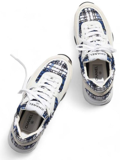 CC Logo Tweed Cruise Men's Sneakers Blue G38299 - CHANEL - BALAAN 2