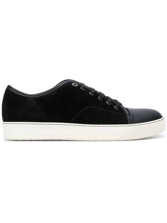 Cap Toe Velour Low Top Sneakers Black - LANVIN - BALAAN.