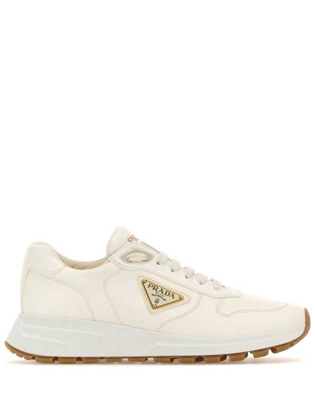 Triangle Logo Nappa Leather Low Top Sneakers Ivory - PRADA - BALAAN 2