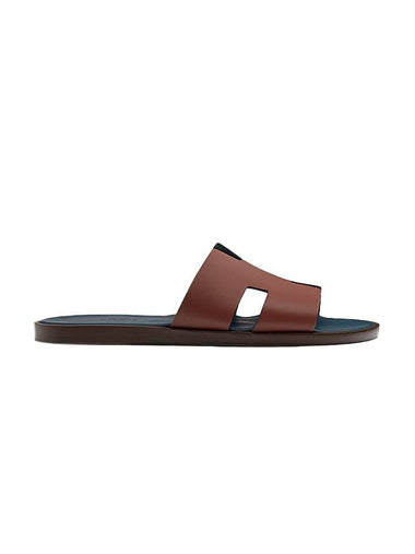 Izmir Calfskin Sandals Navy Brown - HERMES - BALAAN 1