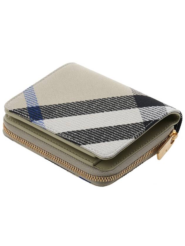 Check Patterned Zipper Half Wallet Lichen - BURBERRY - BALAAN 5