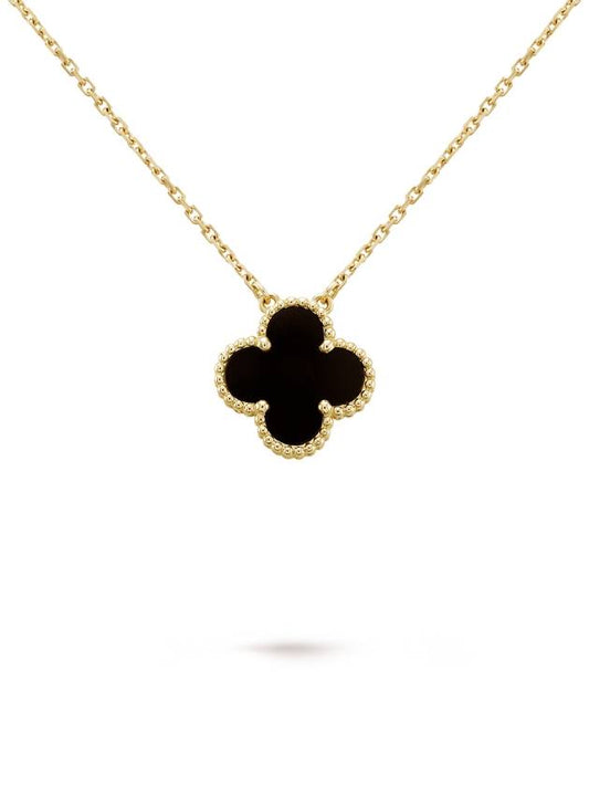 Van Cleef & Arpels Vintage Alhambra Pendant Nacklace Yellow Gold Onyx - VANCLEEFARPELS - BALAAN.