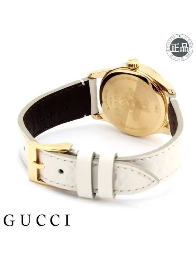 G Timeless Gold Dial Leather Watch White - GUCCI - BALAAN 5