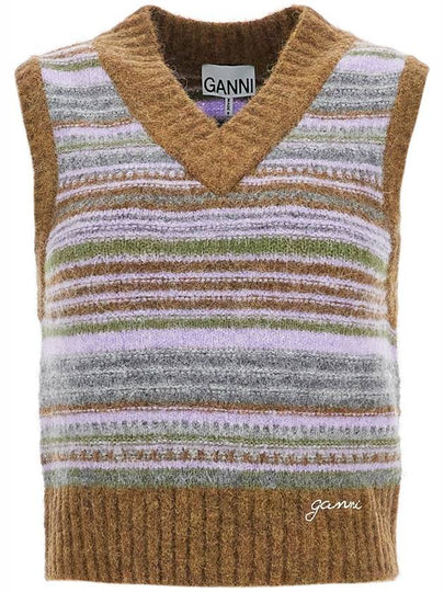 Stripe Knit Vest Military Olive - GANNI - BALAAN 2