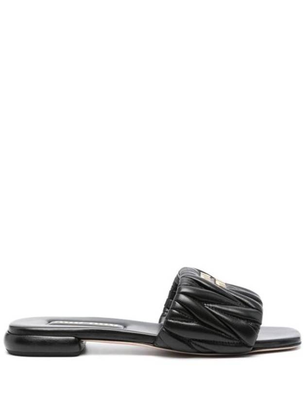 Matelasse Nappa Leather Slippers Black - MIU MIU - BALAAN 1