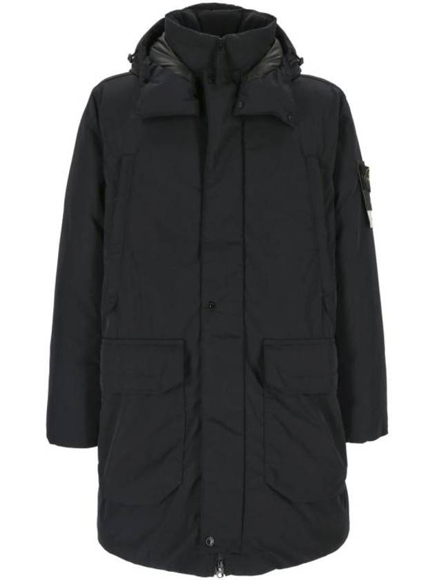 Polyester Micro Twill Long Down Parka Navy - STONE ISLAND - BALAAN 1