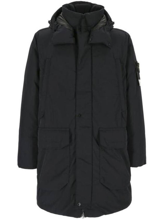 Polyester Micro Twill Long Down Parka Navy - STONE ISLAND - BALAAN 1