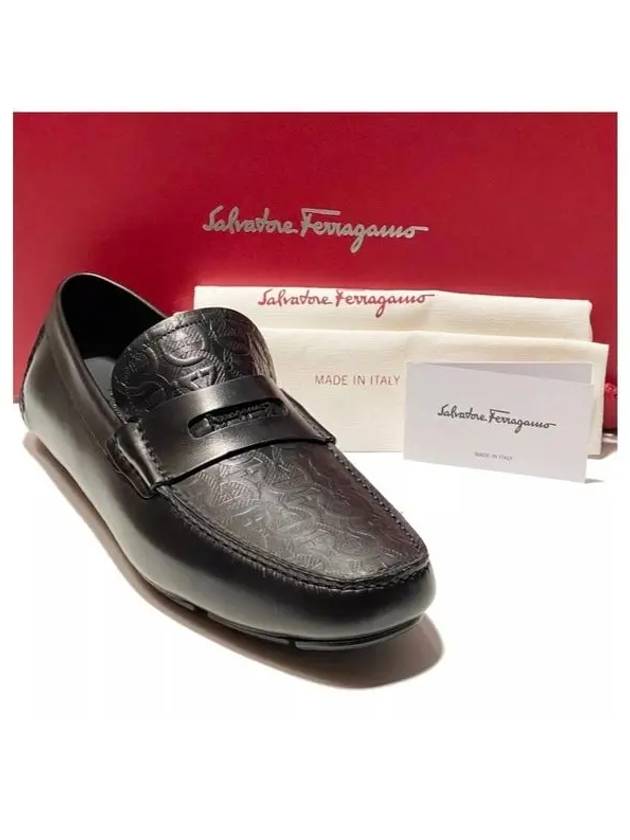 Men's Logo Leather Driving Shoes Black - SALVATORE FERRAGAMO - BALAAN 6