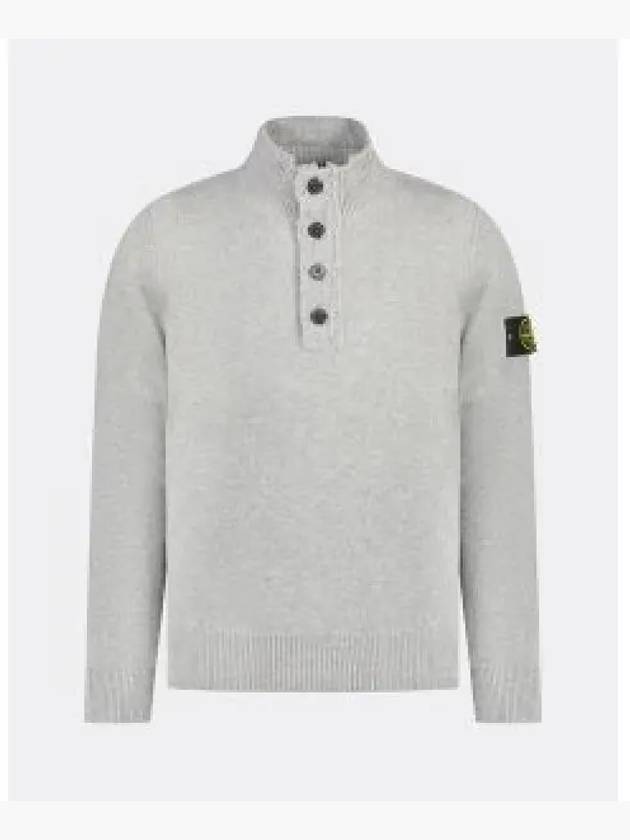 Wappen Patch Half Button Lambswool Knit Top Grey - STONE ISLAND - BALAAN 2