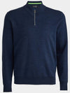 Golf PLAITED MERINO WOOL QUARTER ZIP SWEATER G4MF23S200 INK Men's Merino Wool Quarter Zip Sweater - G/FORE - BALAAN 2