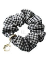 Gingham Check Wool Scrunchie Black White - MIU MIU - BALAAN 2