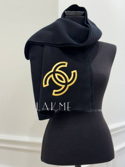 Gold CC Logo Cashmere Women Muffler Scarf AA7628 - CHANEL - BALAAN 2