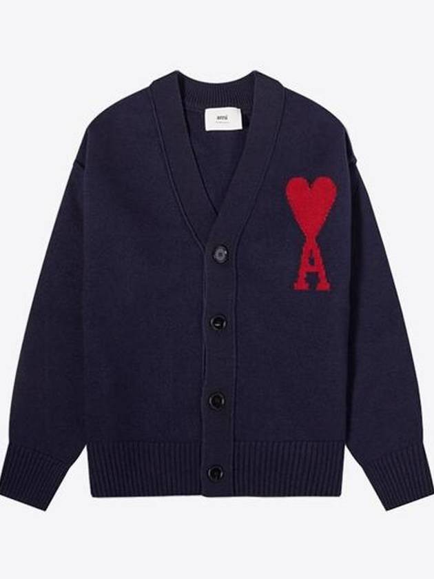 De Coeur Logo Wool Cardigan Night Blue - AMI - BALAAN 2