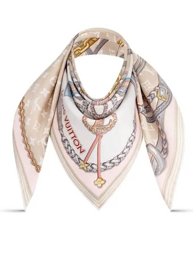 Mix And Straps Square 90 Scarf Beige - LOUIS VUITTON - BALAAN 3