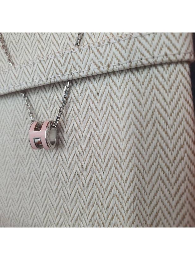 Mini Pop H Pendant Silver Necklace Rose Dragee - HERMES - BALAAN 9