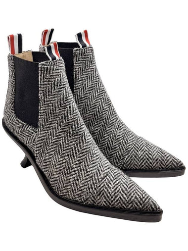 Herringbone curve heel mid top Chelsea boots FFH246A 02508 980 - THOM BROWNE - BALAAN 1