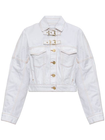 Ganni Denim Jacket With Pockets, Women's, White - GANNI - BALAAN 1