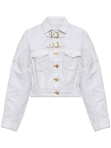 Ganni Denim Jacket With Pockets, Women's, White - GANNI - BALAAN 1