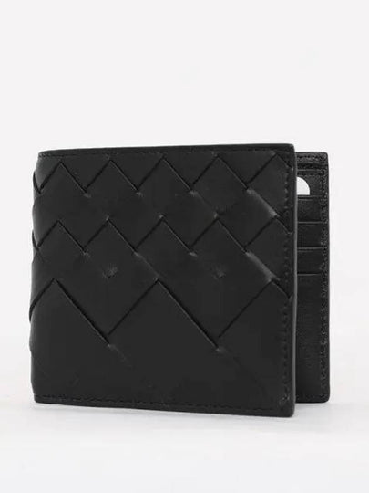 Intrecciato Leather Bi Fold Half Wallet Black - BOTTEGA VENETA - BALAAN 2