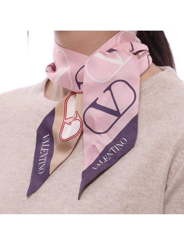 V Logo Signature Scarf Pink - VALENTINO - BALAAN 6