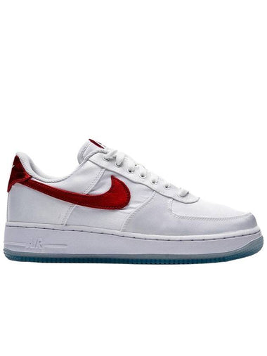 Air Force 1 07 Logo Leather Low Top Sneakers White Varsity Red - NIKE - BALAAN 1