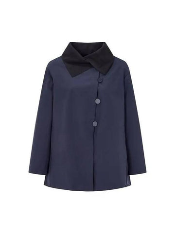 Women s Fleece Collar Button Up Jacket Blue 270272 - EMPORIO ARMANI - BALAAN 1