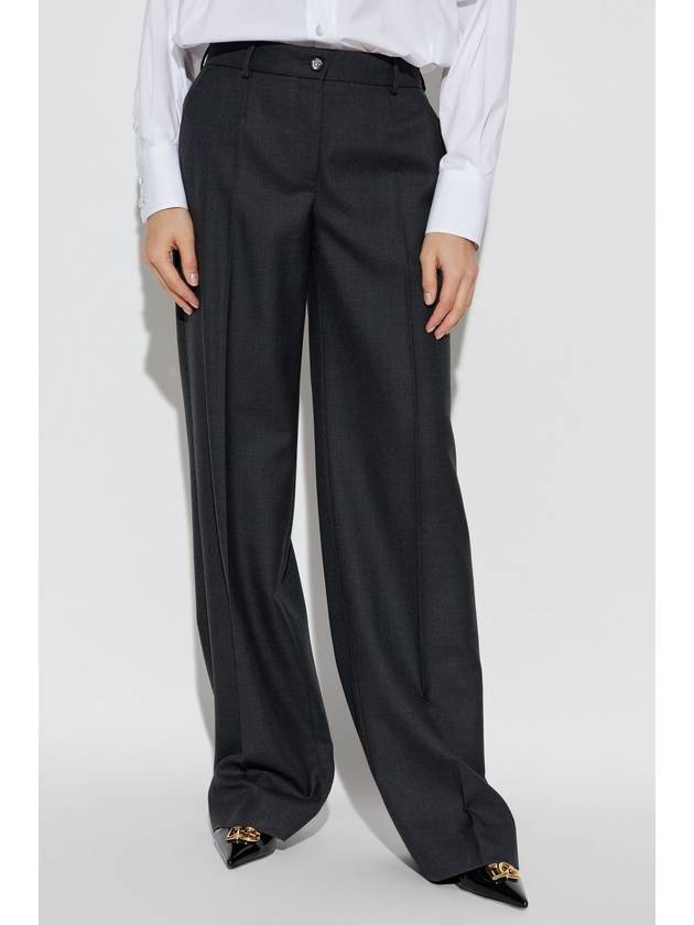 Dolce & Gabbana Wool Trousers With Creases, Women's, Grey - DOLCE&GABBANA - BALAAN 3