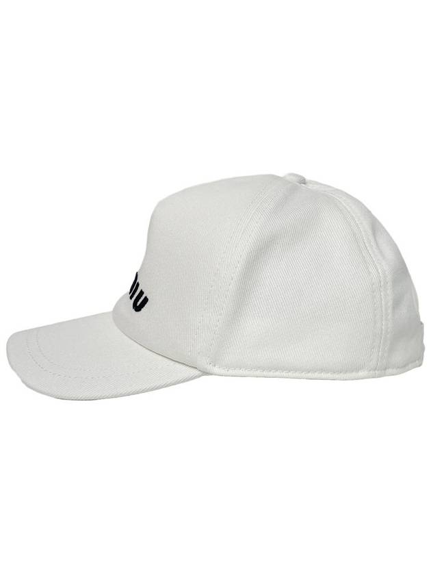 Embroidered Logo Drill Ball Cap White - MIU MIU - BALAAN 4