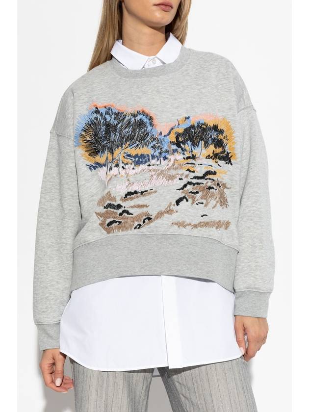 Munthe Sweatshirt With Embroidered Pattern, Women's, Grey - MUNTHE - BALAAN 3