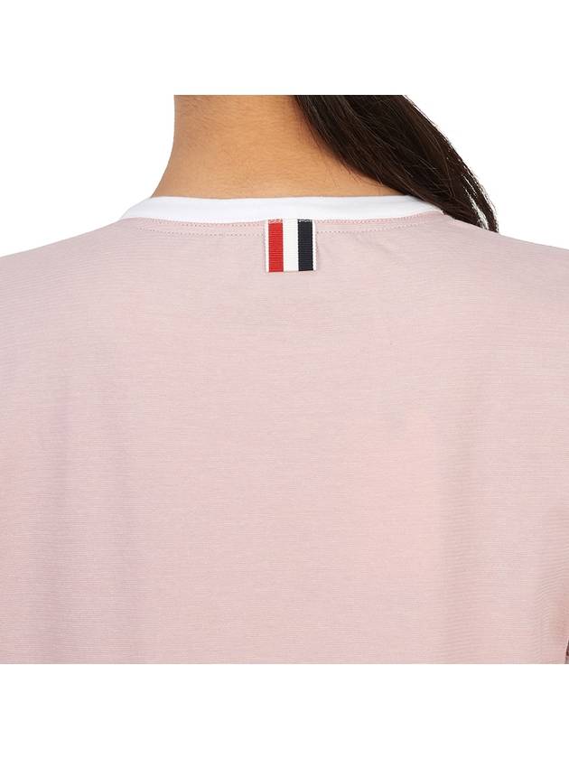 Women's Melange Jersey Ringer Short Sleeve T-Shirt Light Pink - THOM BROWNE - BALAAN 10