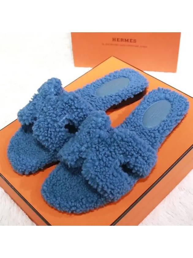 Oran Shearing Sandals Indigo - HERMES - BALAAN 2