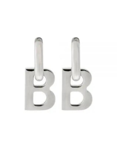 B Logo XL Earrings Silver - BALENCIAGA - BALAAN 2