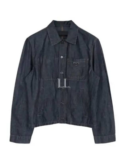 Triangle Logo Chambray Shirt Jacket Navy - PRADA - BALAAN 2