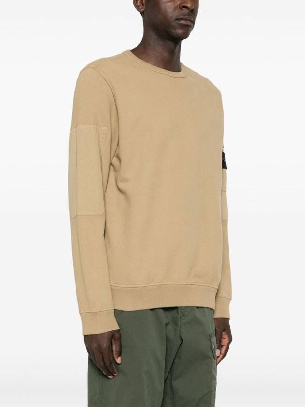 Brushed Organic Cotton Fleece Sweatshirt Beige - STONE ISLAND - BALAAN 3