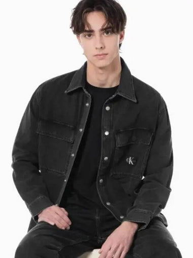 JEANS Men s Black Relaxed Fit Denim Shirt J325544 1BY - CALVIN KLEIN - BALAAN 1