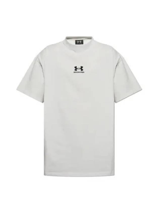 Embroidered Logo Short Sleeve T-Shirt Grey - BALENCIAGA - BALAAN 2