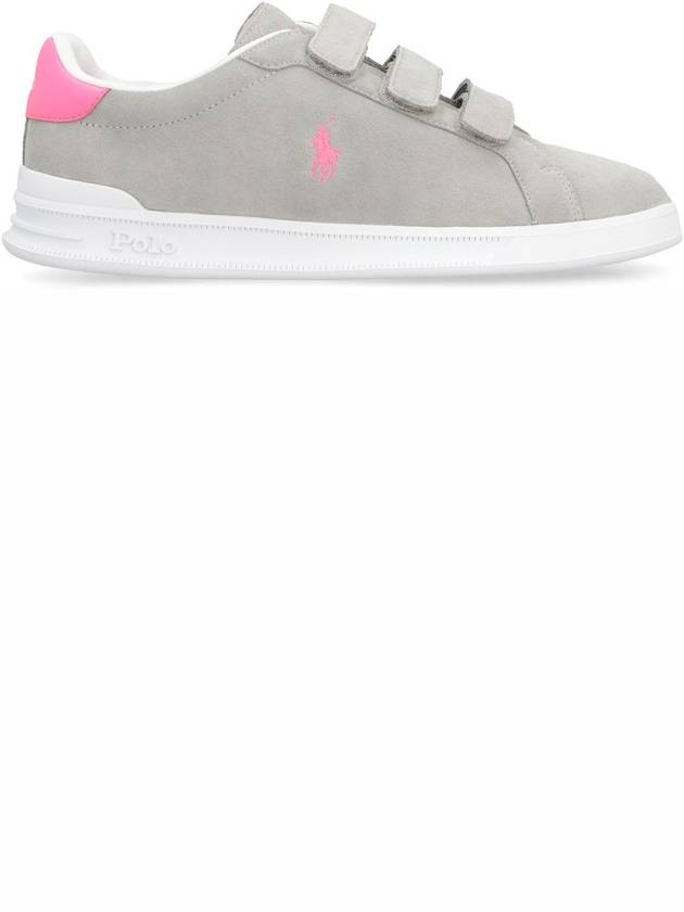 Pony Embroidery Velcro Leather Low Top Sneakers Grey - POLO RALPH LAUREN - BALAAN 3