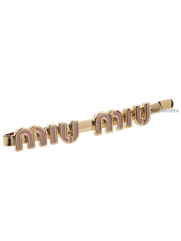 Enamel Metal Hair Clip Gold Pink - MIU MIU - BALAAN 4