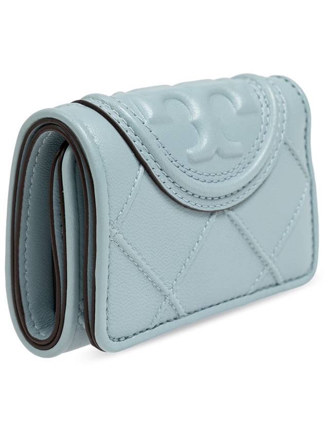 Tory Burch Leather Wallet Fleming, Women's, Light Blue - TORY BURCH - BALAAN 4