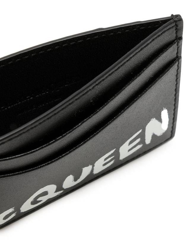 Graffiti Card Wallet Black - ALEXANDER MCQUEEN - BALAAN 3