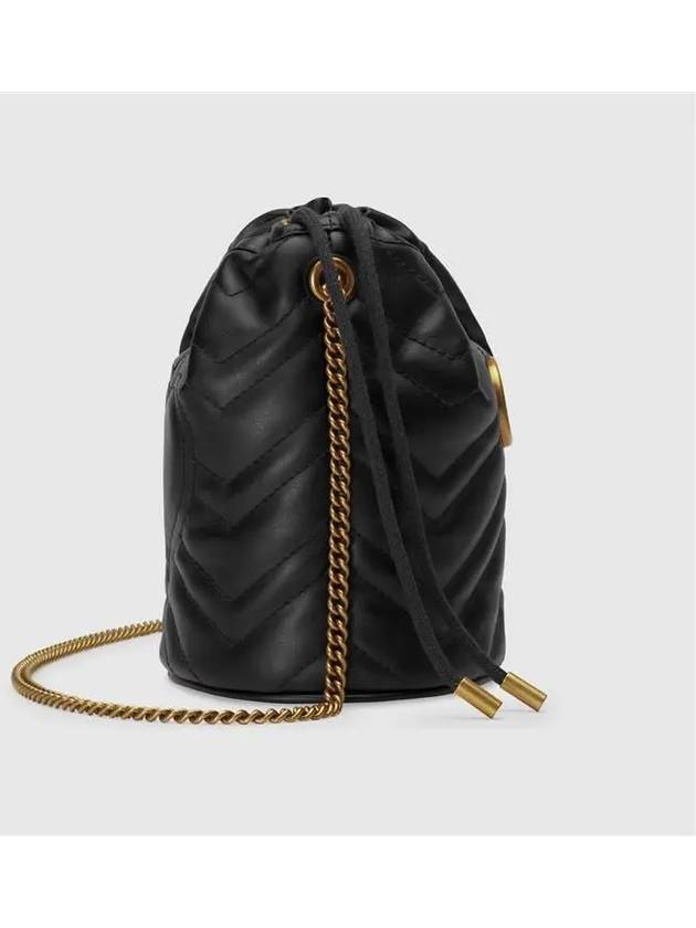 GG Marmont Gold Chain Mini Bucket Bag Black - GUCCI - BALAAN 4