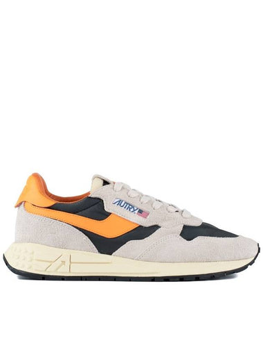 Autry White And Orange Suede And Nylon Reelwind Low Sneakers - AUTRY - BALAAN 1