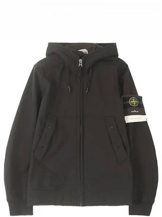 Wappen Patch Soft Shell R Fleece Hooded Jacket Noir - STONE ISLAND - BALAAN 2