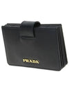 Gold Hardware Leather Card Wallet Black - PRADA - BALAAN 3