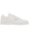 Downtown Triagle Logo Leather Low Top Sneakers White - PRADA - BALAAN 3