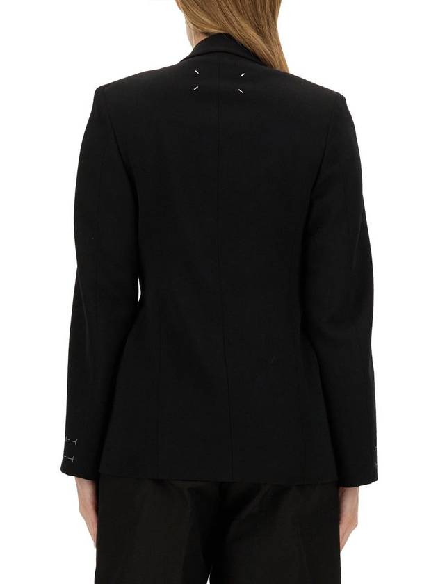 Wool Double Breasted Tailored Jacket Black - MAISON MARGIELA - BALAAN 4