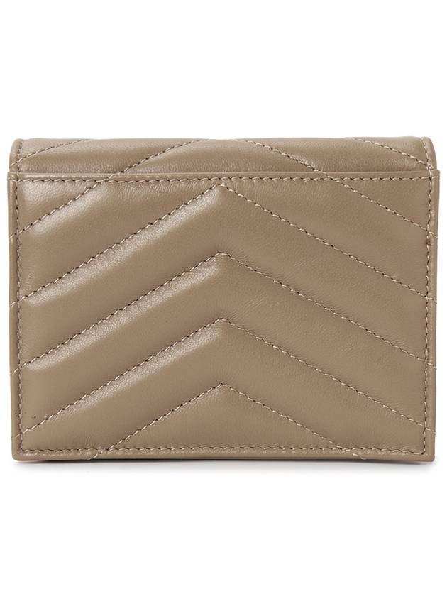 Casandra Matelasse Quilted Lambskin Flap Card Wallet Beige - SAINT LAURENT - BALAAN 3